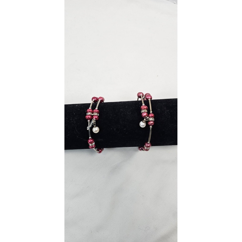 Vantel Pearls Multicolored And Silver Tone Wrap Around Visit‎ Bracelets Lot Of 2